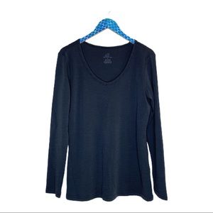 WoolX Stripe Merino Wool V-Neck Long Sleeve